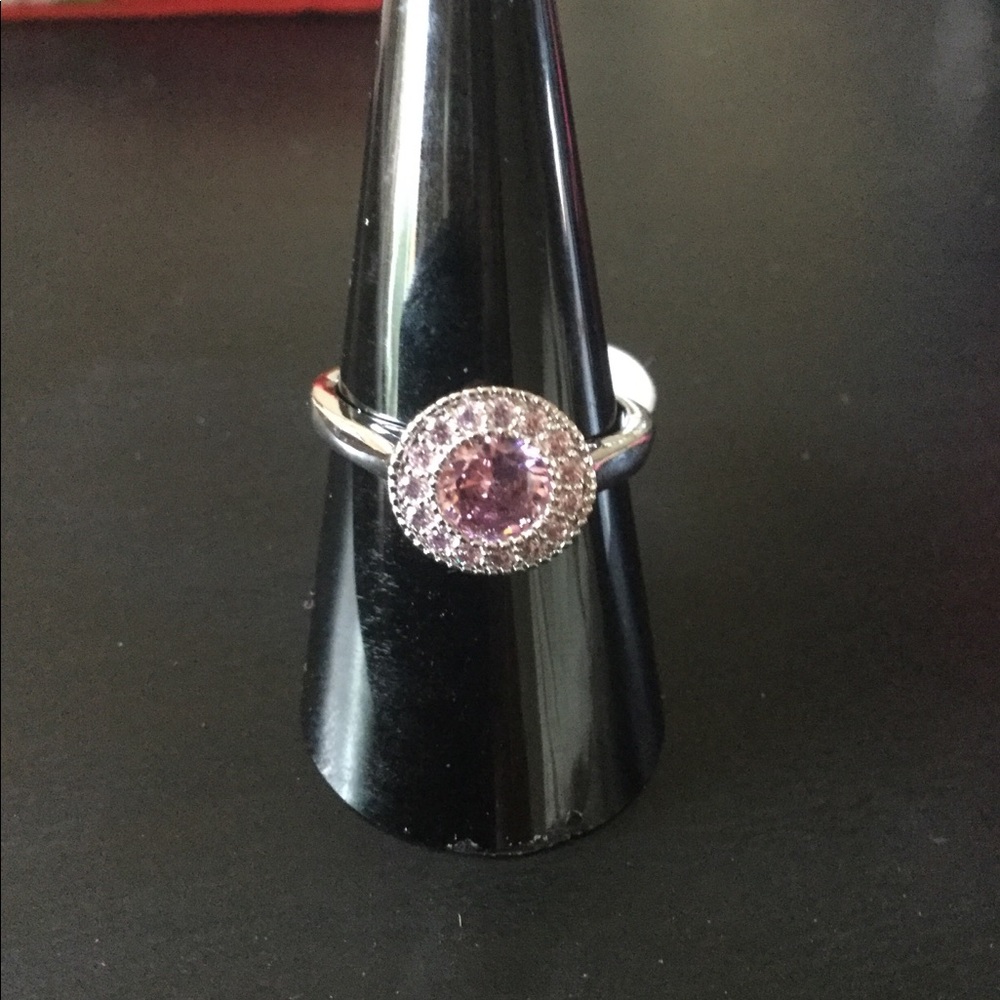 Sterling silver pink and white sapphire ring